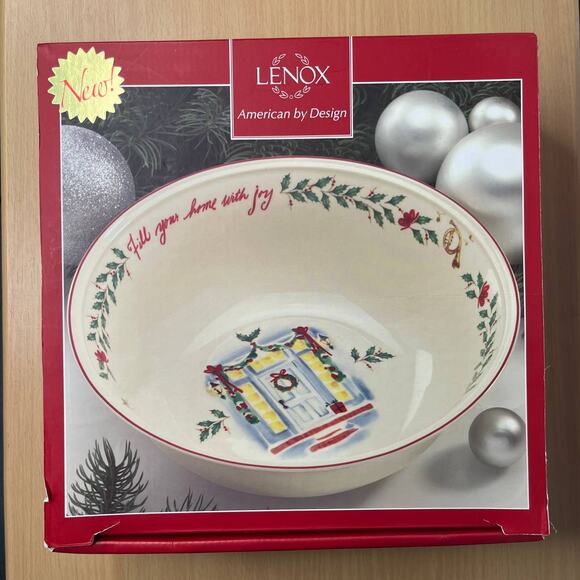 Lenox Holiday Inspirations and Illustrations Fill Your Home with Joy Bowl 10" - Picture 5 of 7